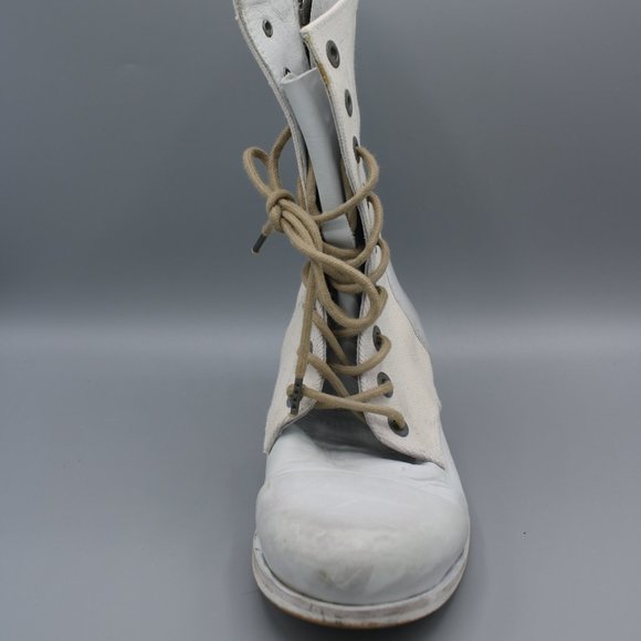 Diesel White Leather Boots Women Size 6/7 - Picture 7 of 11